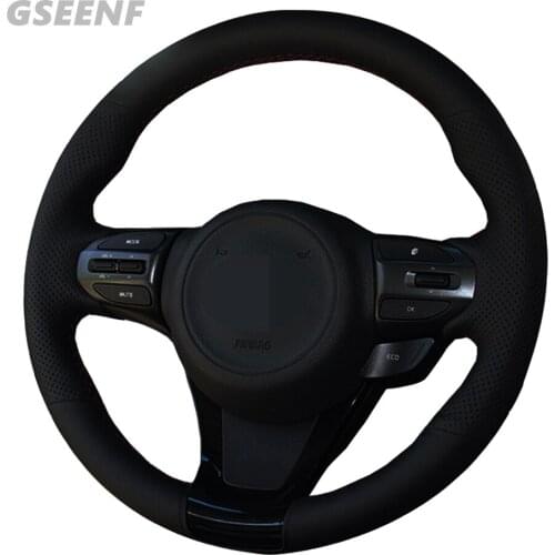 Car Accessories Steering Wheel Cover For Kia K5 K4 K3 K2 Black Hand-stitched Comfortable and Non-slip Artificial Leather