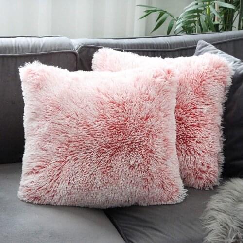 Home furnishing imitation sea lion short plush pillowcase square sofa waist cushion cover bedroom pillowcase home improvement
