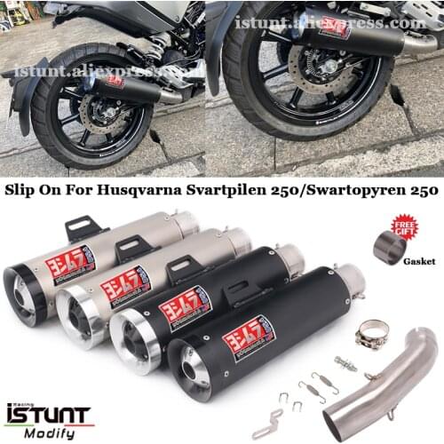 Motorcycle Exhaust Modified Yoshimura Muffler Stainless Steel Middle Link Pipe For Husqvarna Svartpilen 250 Swartopyren 250