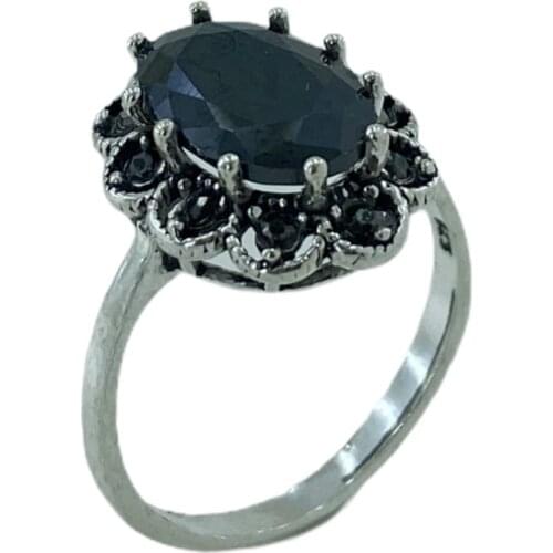 Authentic Marcasite Black Stone Everyday 925 Silver Ring