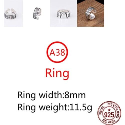 A38 925 sterling silver ring jewelry couple models open ring retro personality hip hop big tongue shape punk fashion style gift