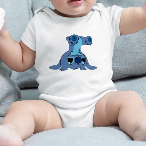 0-24M Disneys Lilo & Stitch Newborn Clothes Graphic Baby Girl Boy Romper Casual Hip Hop Harajuku Fashion Toddler Bodysuits