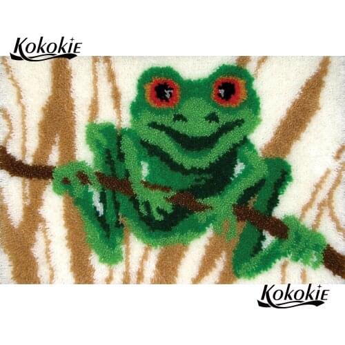 Frog latch hook kit rug canvas printing vloerklee carpet embroidery handmade carpet home deco knooppakket tapijten tapestry kits