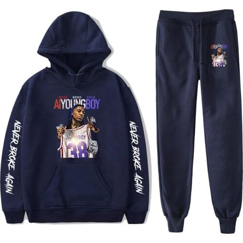 Handsome YoungBoy Never Broke Again Fashion Long-sleeved Hoody Sweater 2Pcs Women/Men Tracksuit Hoodies Pants Hip hop csual tops