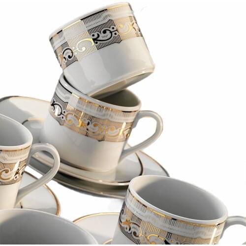 Kutahya Porcelain Dream 7043 Pattern 6 Person Coffee Cup Set Turkish Coffee Espresso Made in Turkey %100 Original