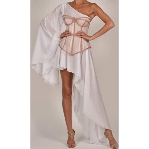 Summer 2021 Women Sexy Casual Slim Crew Collar Irregular Dress and Girdle Two Pieces Set Femme Party Robe Vestidos Outfit F358