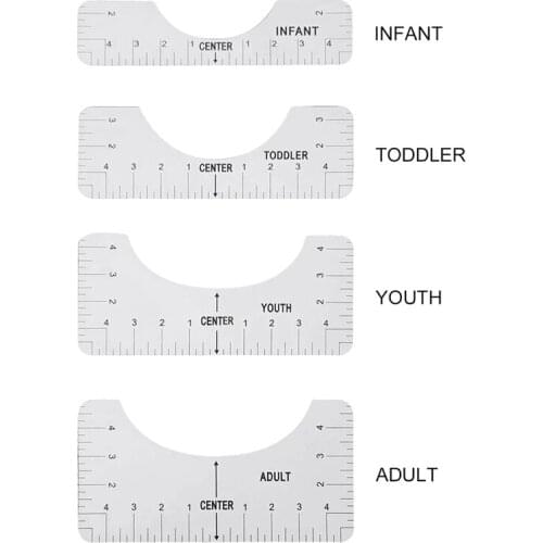 Hot Sale 4PCS T-Shirt Alignment Ruler, T-Shirt Measuring Tool White for Size 9.9X4.9Inch/9.9X4.4Inch/9.9X3.4Inch/9.9X2.4Inch