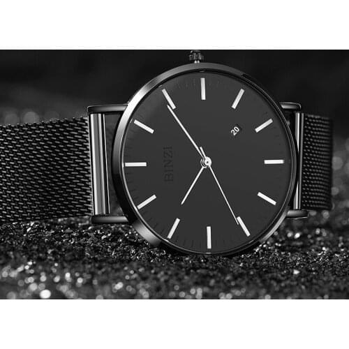 Fashion Men Watch Brand Relogio Masculino Waterproof Calendar Mesh Minimalist Wrist Watch For Men Quartz Sports Watch Clock