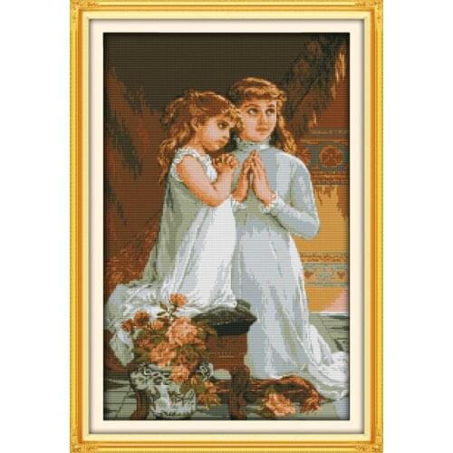 Pray Girl cotton home decor canvas Cross Stitch kits people 14ct white 11ct print embroidery DIY handmade needlework wall