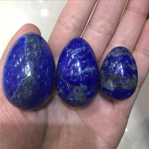 Set of 3pcs 100% natural lapis lazuli yoni eggs crystal eggs Ben Wa ball for women Kegel exercise Massage & Relaxation