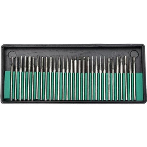 30 Pcs/lot Diamond Point Burr Bits Drill Head Dremel Accessories Needle Tip Grinding Alloy Cylindrical Ball 2.3mm 3.0mm Shanks