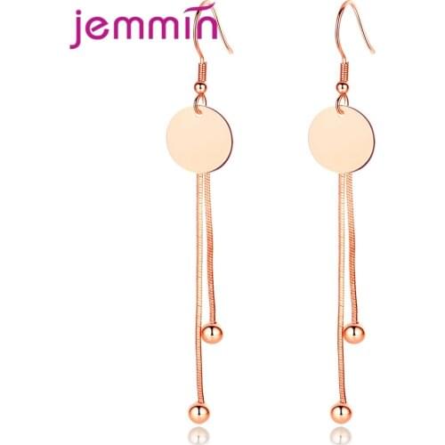 New Lovely 925 Sterling Silver Wafer Pendant Long Earrings Charm Drop Earring Free Shipping Top Quality Woman/Girls Jewelry