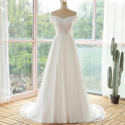 Off The Shoulder Beach Wedding Dresses Lace Appliques Bridal Gowns Illusion Backless Vestido De Noiva Custom