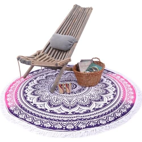 OLIVE Microfiber Beach Towel Round Bohemian Style Tassel Decorations Quick-dry Casual For Spa Yoga Mat 150cm