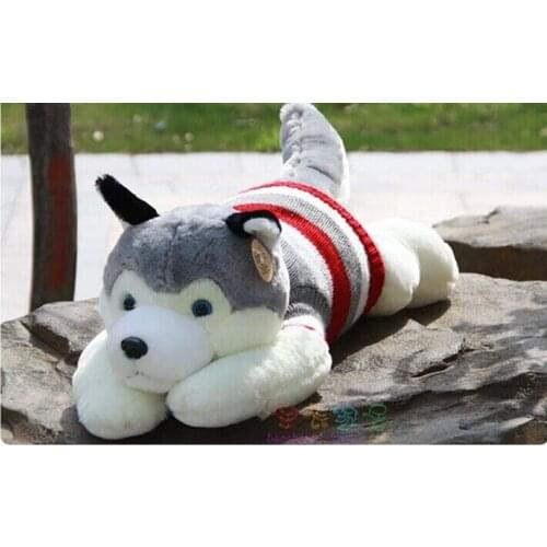 Stuffed animal plush 50cm lying sweater husky dog plush toy w1615