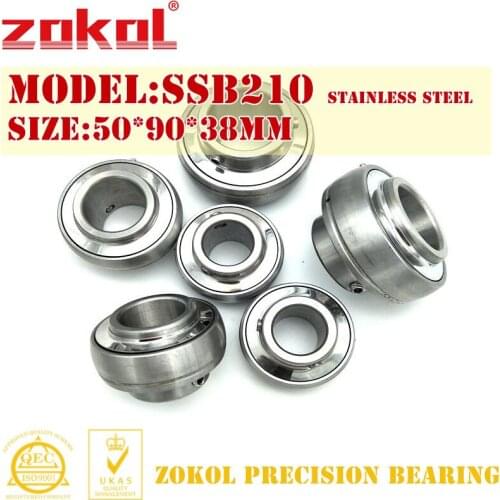 ZOKOL bearing SSB210 Stainless steel Pillow Block Ball Bearing 50*90*38mm