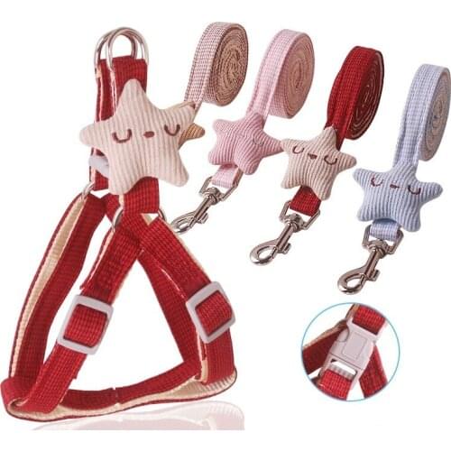 ADEWEL Durable Nylon Small Dog Harness Leash Adjustable Starfish Cat Harness Vest Sets Puppy Collar Leash Outdoor Walking