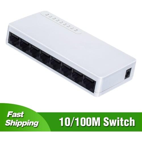 10/100M Network Switcher Hub 5 Port Lan Ethernet RJ45 Switch Splitter Shunt W/ Power Adapter