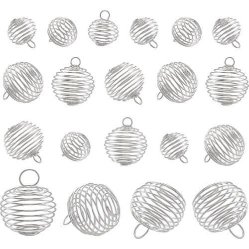 30pcs/set DIY Jewelry Making Spiral Bead Cage Charms Pendants Wire Necklaces Pendants For Women Men Accessories
