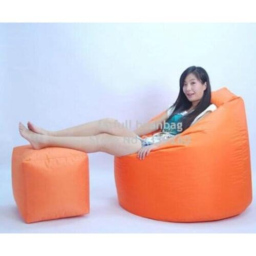 Cover only No Filler - Outdoor waterproof orange garden bean bag set,bean bag chair with foot stool