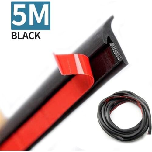 5M T-Shape Noise Insulation Sealing Rubber Car Door Seal Strip Trunk Edge Weatherstrip Moulding Trim Soundproof Strong Adhesive