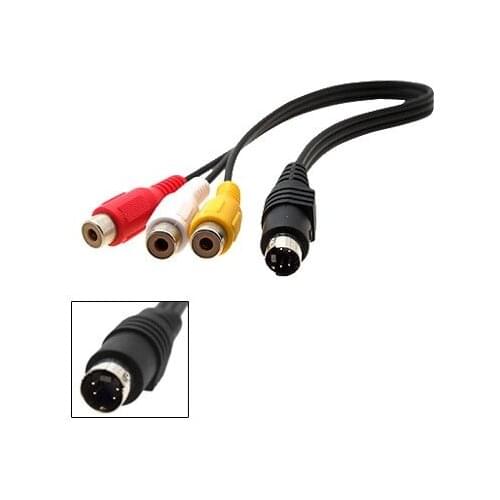 High Quality 4 Pin S-Video to 3 RCA Female TV Adapter Laptop Cable
