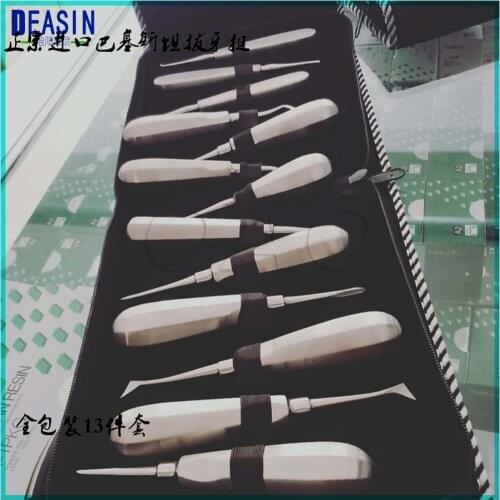 High Quality 13PC/SET Stainless Steel Dental Luxating Lift Elevator Teeth Clareador Curved Root Hexagon Handle Dentist Surgical