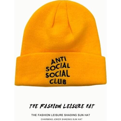 2021 New Autumn Winter Personality Street Letter Printing Knitted Hat Yellow Black Grey Blue Hip Hop Warm Hat for Woman Man