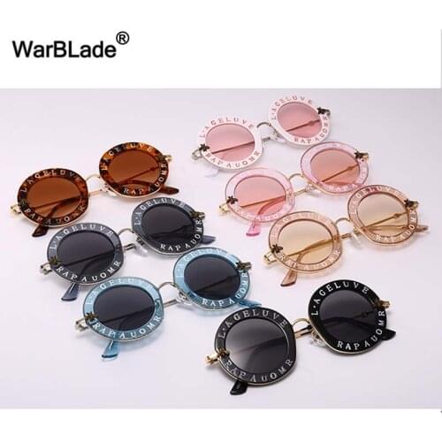 WarBLade Retro Round Sunglasses Women Brand Designer English Letters Bees Metal Frame Circle Sun Glasses Female Shades Oculos