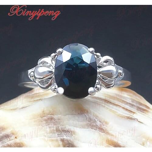 Blue Color jewelry Women 18 k gold inlaid 100% natural Sapphire ringFine jewelry wedding ring
