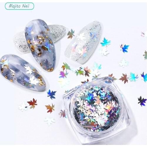 1pc Autumn Maple Leaf Flamingo Flower Christmas Snowflake Nail Art Glitter Sequins Shape Flakes Nail DIY Design Decorations