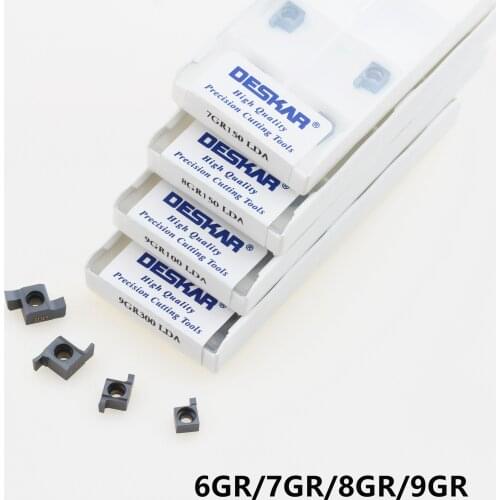 10PCS DESKAR 6GR 7GR 100mm 150mm 8GR 9GR 200/250/300 CNC Lathe Cutter Tool Slot Blade Groove Turning Tools Carbide Inserts