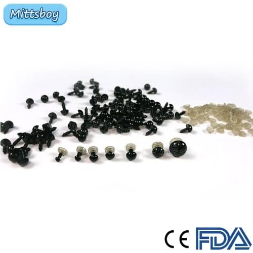 100Pcs/Bag DIY Doll Toy Eyes Toy Cocoa Screws Black Bean Nose Round Black Mushroom Eyes Needle Felting for Teddy Bears Dolls Toy