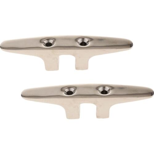 2 Pieces Stainless Steel Mooring Cleat for Marine Boat Polished Rope Cleat