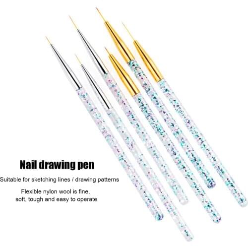 3Pcs Acrylic French Stripe Nail Art Liner Brush Set 3D Tips Manicure Ultra-thin Line Drawing Pen UV Gel Brushes Painting Tools