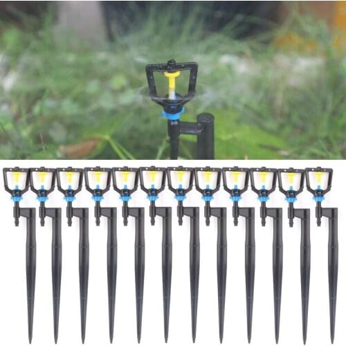 5Pcs Black Yellow Blue Box Rotary Nozzle Irrigation Sprinkler Nozzle Support Spike Watering Sprinklers Stakes Water Connectors