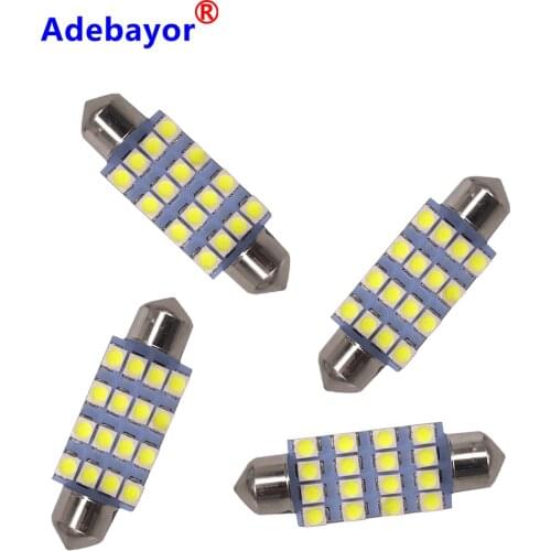 Adebayor 500pcs 31mm 36mm 39mm 41mm 3528 1210 SMD 16 LED Car Auto Festoon Dome Interior Map Lights Bulb Lamp for DC 12V