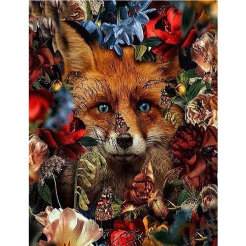 SHAYI 5D Diamond Painting Little Fox Full Square/Round Drill Embroidery Cross Stitch Animal Scenery Home Decor Painting