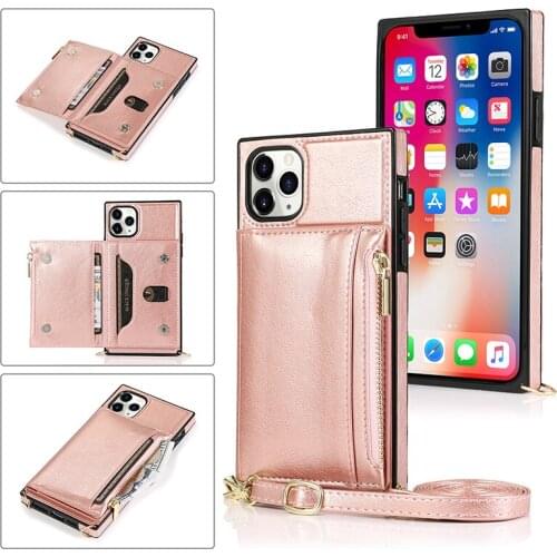 Crossbody Wallet Phone Case For iPhone SE 2020 11 Pro Max X Xs Max XR PU Leather Cover For iPhone 8 7 6 6S Plus Case With Strap