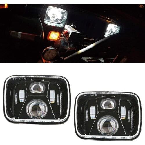 Black 5x7 Rectangular Projector Led Headlight 55W 6000K 5x7" High Low Beam Led Sealed Beam Headlamp Fit for jeep