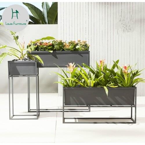 Louis FashionIron Art Cut Off Flower Stand Corner Green Plant Pot Indoor Balcony Living Room Floor