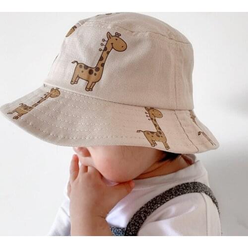 Printed Cartoon Giraffe Childrens Hat 2021 New Boys And Girls Suntan Basin Hat Sun Hat Girls Cute Fashion Fisherman Hat