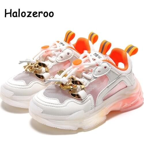 New Autumn Kids Sport Sneakers Baby Girls Chain Brand Shoes Children Mesh Casual Sneakers Boys Slip On Chunky Sneakers Trainers