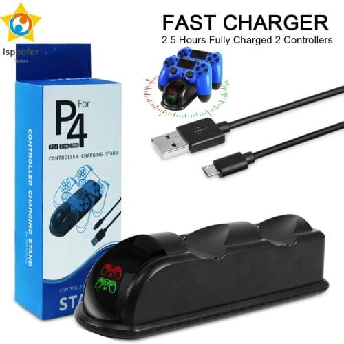 New Fast Charging for PS4 Dock Dual Controller Charger Charging Station Gamepad Stand Holder Base for PlayStation 4 PS4/Pro/Slim