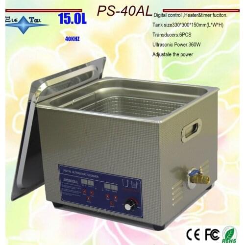 Hot 110V/220V PS-60AL 360W Power adjustment 150-360w Heater&timer Ultrasonic Cleaner 15L Cleaning Equipment