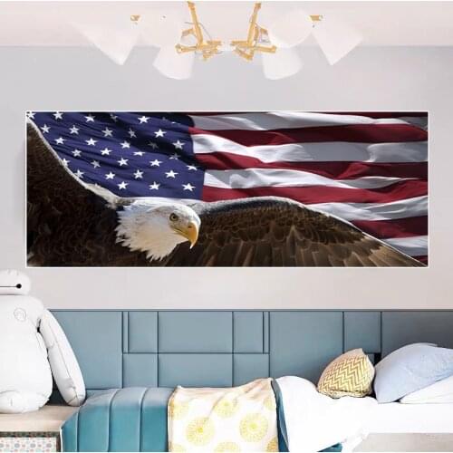 American Flag Canvas Painting Animal Eagle Posters and Prints Wall Pictures Modern Bedroom Living Room Home Decoration Painting