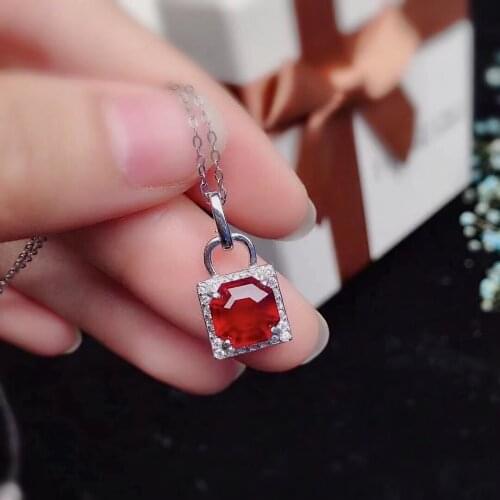 100% Natural Garnet Pendant Garnet Ring 8mm VVS Grade Garnet Silver Pendant 925 Silver Gemstone Jewelry Set for Woman