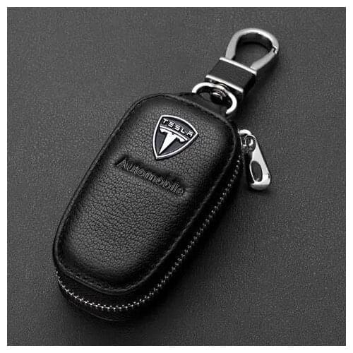 Peter Leather Car Logo Key Cover Remote Key Case For for Tesla model 3 Y Model S Model X car