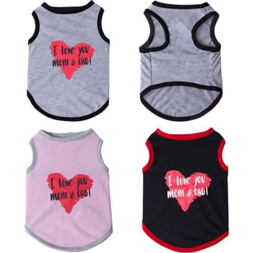 Summer I LOVE MY DADDY MOMMY Dog Vest Pet Dog Clothes For Small Dogs Pets Clothing Cheap Cat Clothing For Dogs Shirt Ropa Perro