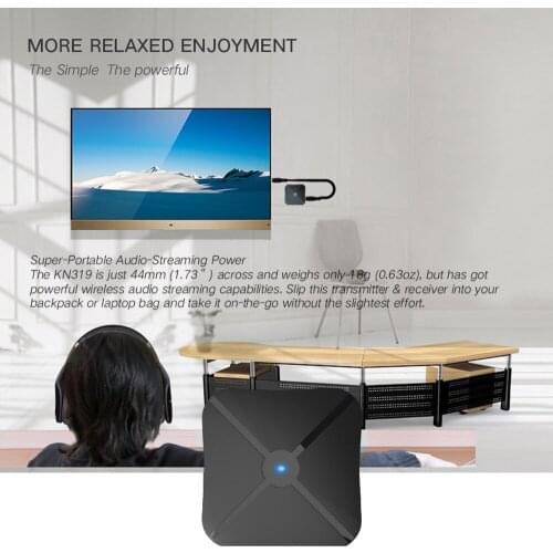 KN319 Mini Bluetooth 4.2 Audio Receiver Transmitter 2 IN 1 3.5mm AUX Stereo Music Wireless Adapter for TV PC Car Speakers